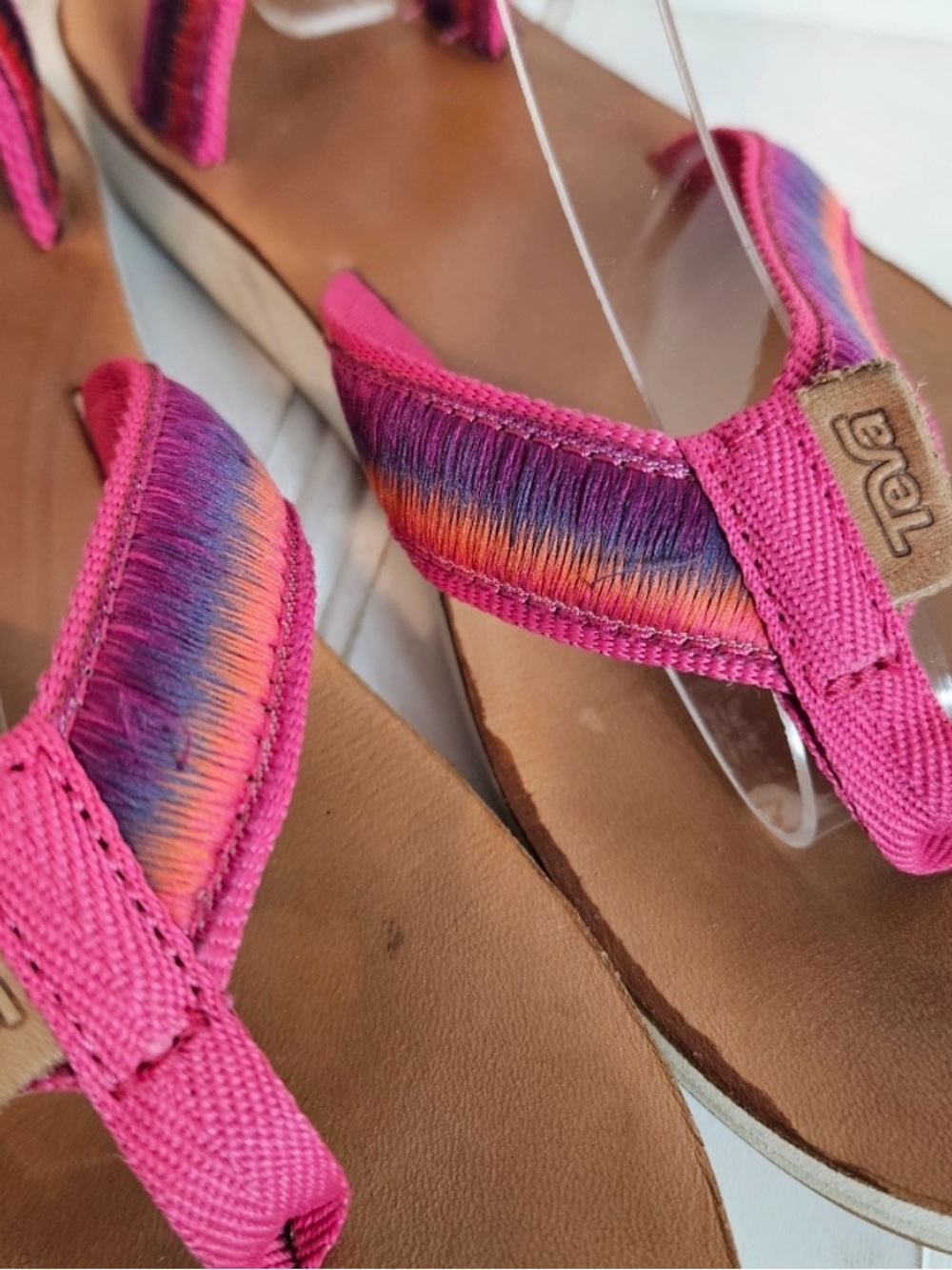 Teva Sandals Sz 7 On The Right Trek Sport Trail Air Cushion Sunset Multi Pink - Picture 4 of 7